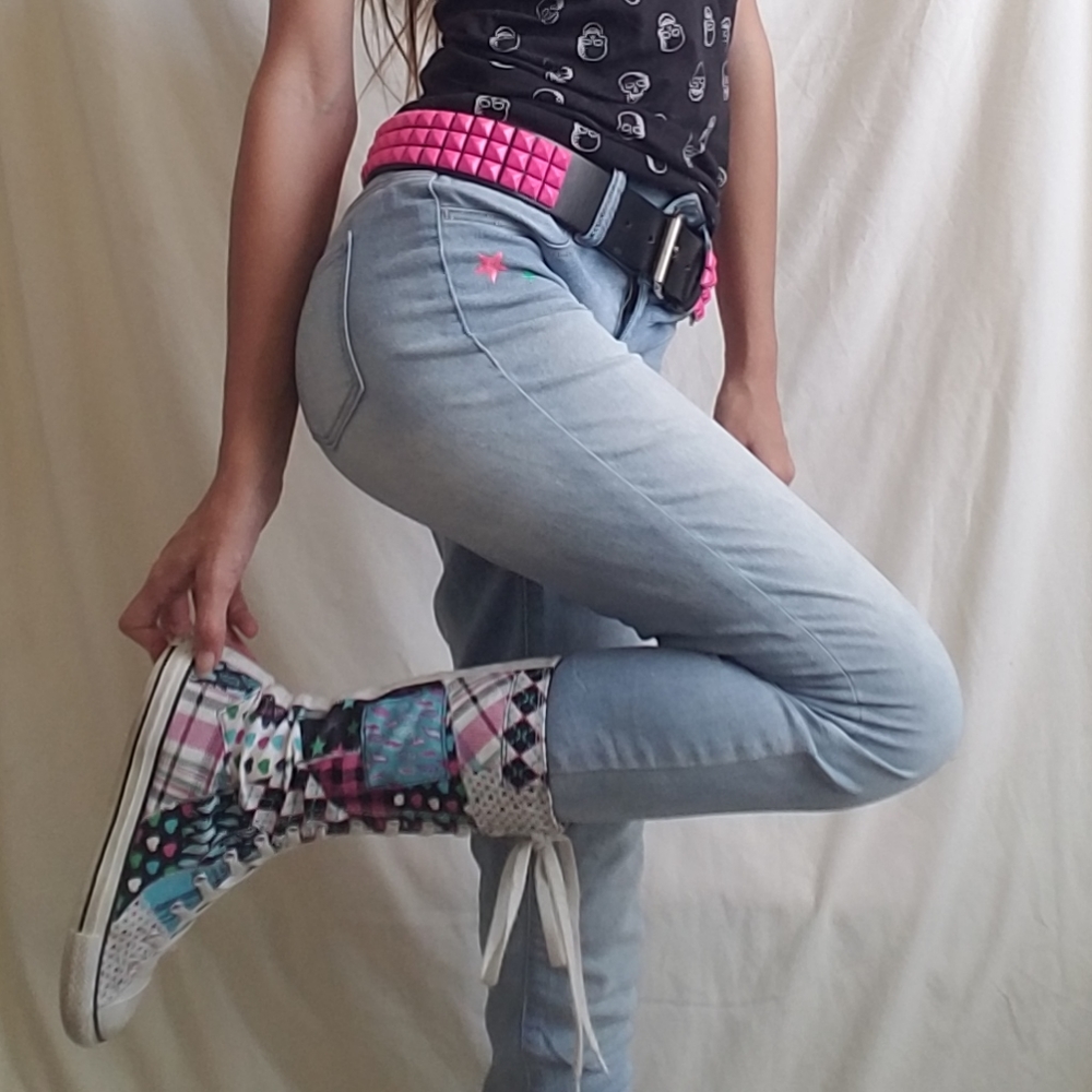 Light Wash Scenecore Skinny Jeans